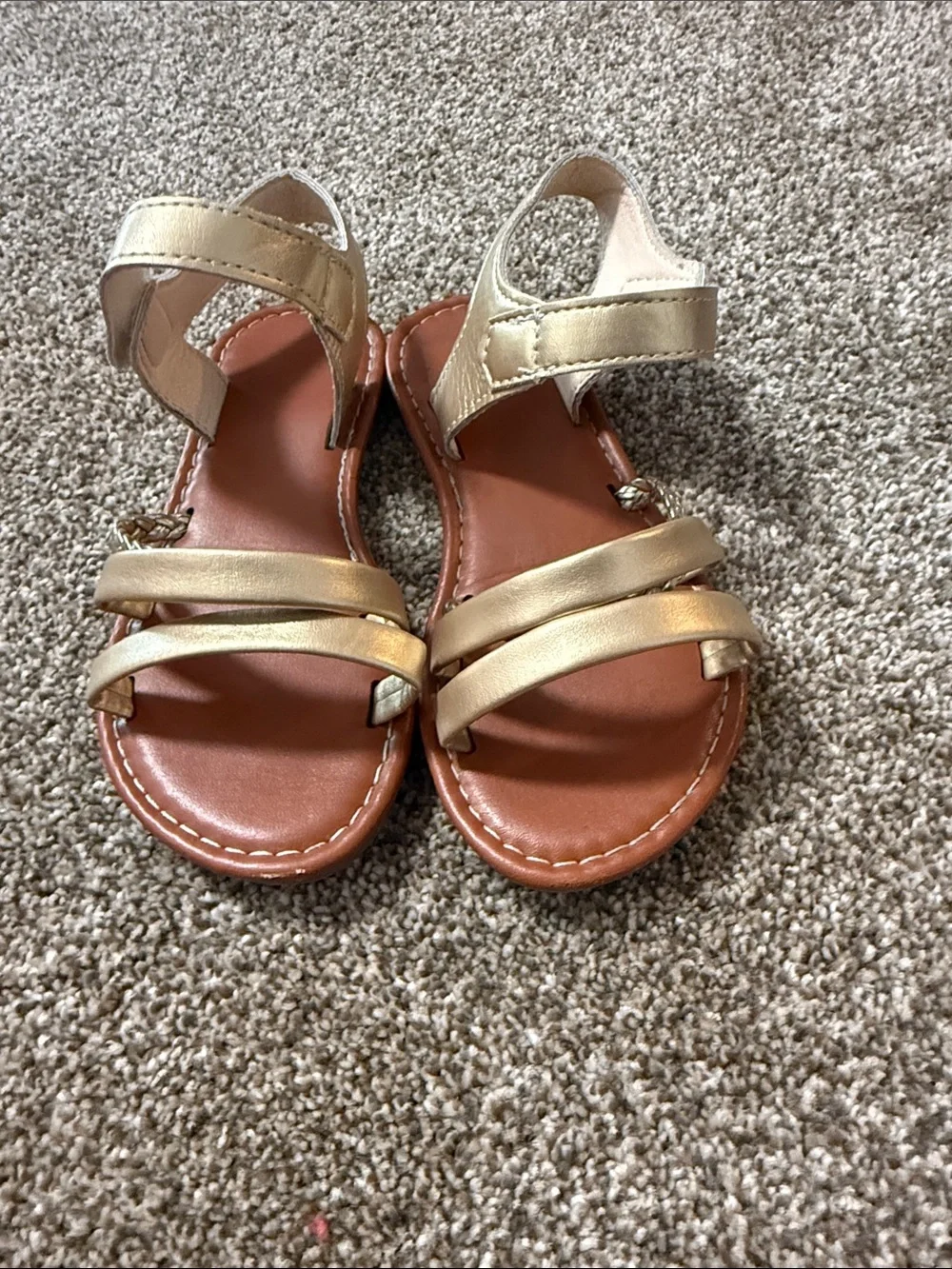 Kids Metallic Gold Strappy Sandals - Comfortable Summer Shoes